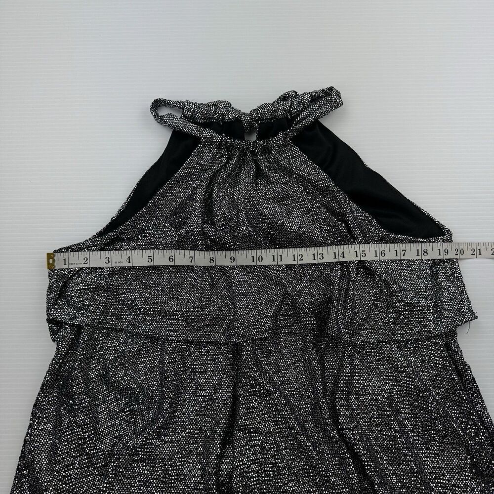 Caramela Black Silver Tiered Halter Dress Womens M Party Cocktail - Picture 8 of 11